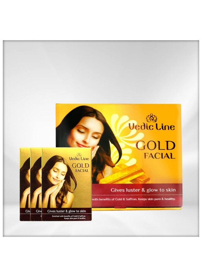 Vedic Line Gold Ojas Facial Kit (Sachet Kits) for All Skin Types, Instant Glow, Fairness and brightning Moisturized Skin(Cleanser, Scrub, Massage Cream, Massage Gel, Pack, Serum, 490ml  - Image 2