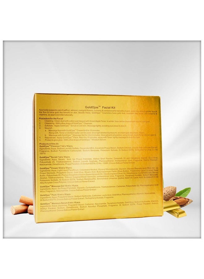 Vedic Line Gold Ojas Facial Kit (Sachet Kits) for All Skin Types, Instant Glow, Fairness and brightning Moisturized Skin(Cleanser, Scrub, Massage Cream, Massage Gel, Pack, Serum, 490ml  - Image 4