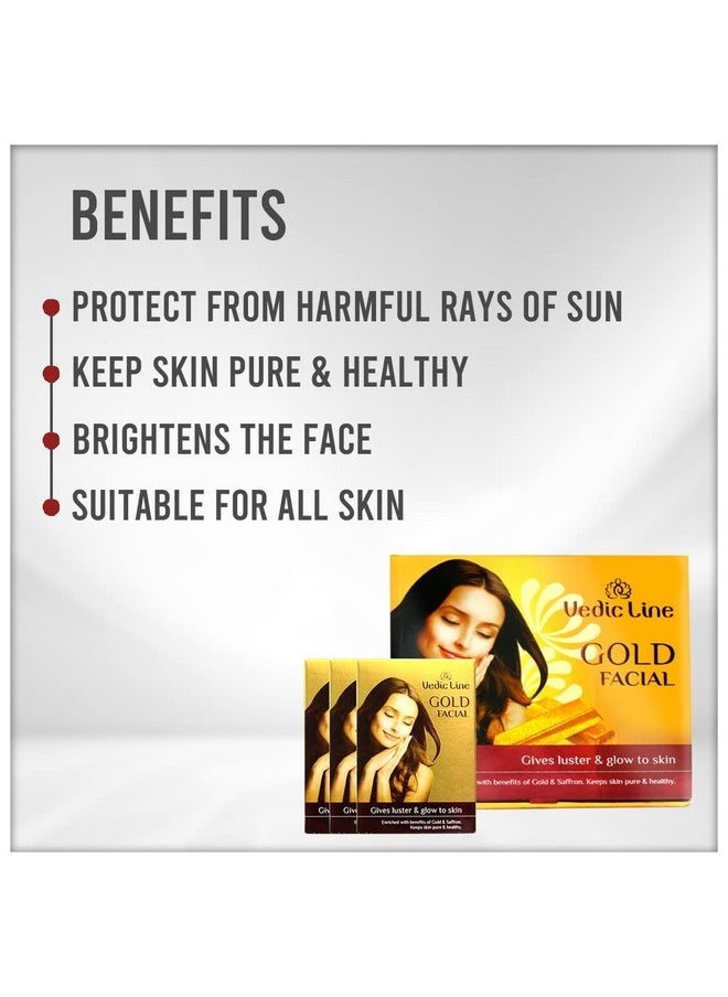 Vedic Line Gold Ojas Facial Kit (Sachet Kits) for All Skin Types, Instant Glow, Fairness and brightning Moisturized Skin(Cleanser, Scrub, Massage Cream, Massage Gel, Pack, Serum, 490ml  - Image 5