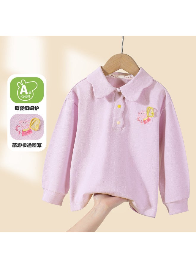 peppa Pig Spring Long-sleeve Girls' T-shirt Kids' Polo Shirt Baby Spring Outfit - Image 2