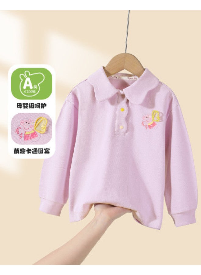 peppa Pig Spring Long-sleeve Girls' T-shirt Kids' Polo Shirt Baby Spring Outfit - Image 1