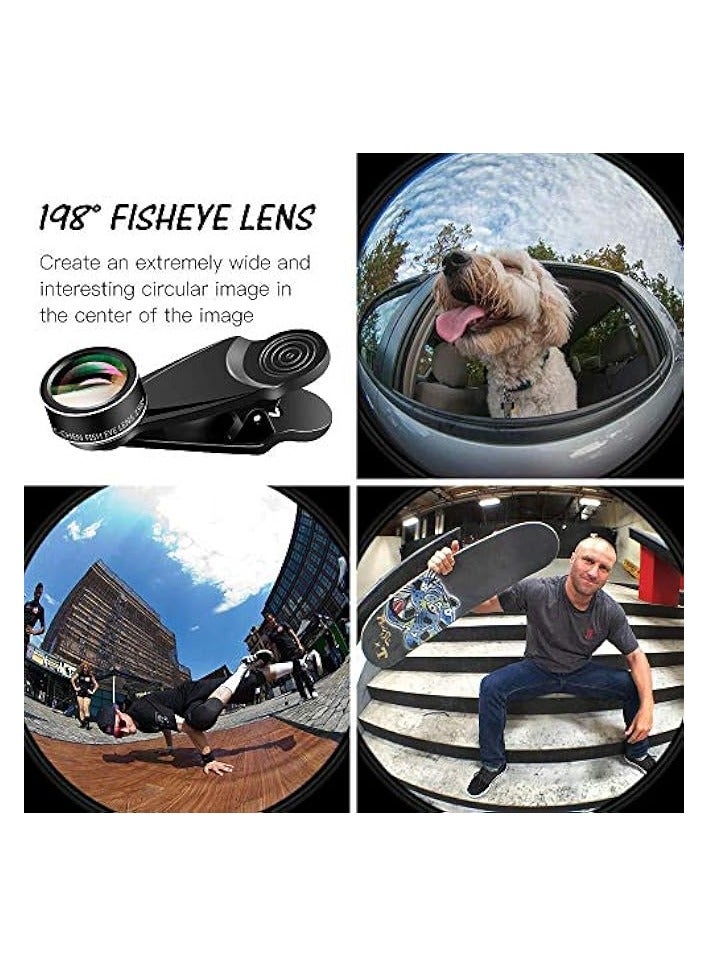 PROMASS [Upgrade]Phone Lens Kit 10 in 1 Phone Camera Lens,Zoom Lens+198° Fisheye +0.63X Super Wide-Angle + 15X Macro Lens + CPL +Kaleidoscope Lens +Starburst+Flowing water for iPhone Samsung Android (10 in 1) - Image 2