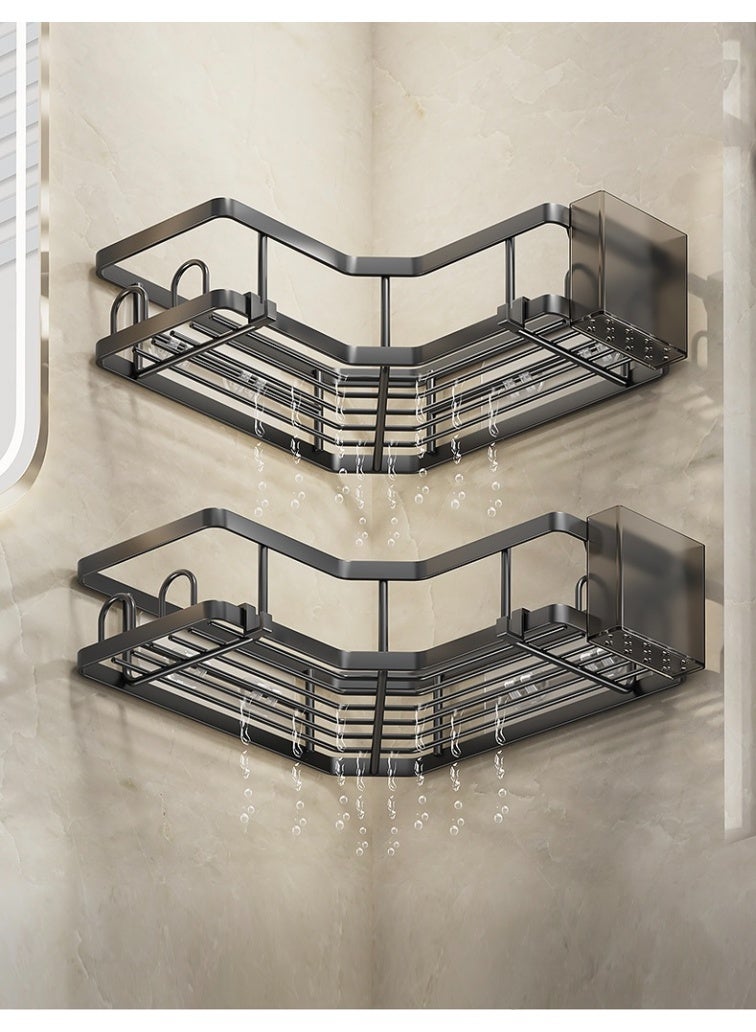 Bathroom Drill-free Triangle Basket Shelf Storage Rack Five-piece set，No-Drilling Shower Organizer, Shower Caddy Shelf,Easy to install（Black） - Image 3