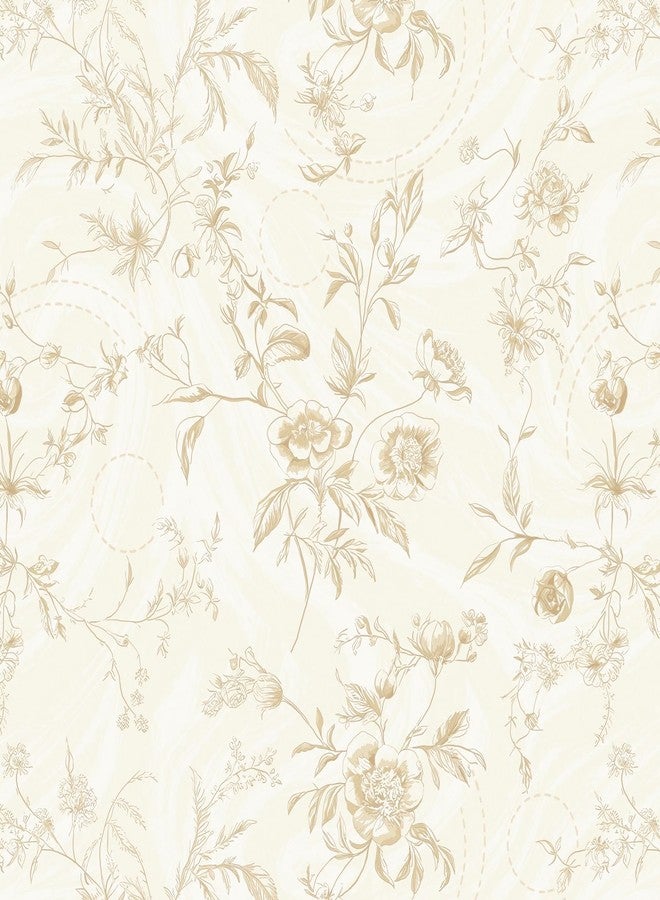 Dimoon ورق جدران دي مون الزهري اللاصق، بيج، ورق لاصق، ورق جدران فرنسي عتيق قابل للإزالة ذاتي اللصق، 17.3 بوصة × 78.7 بوصة، ورق لاصق نباتي للخزائن، سميك ومقاوم للماء، لفة فينيل لغرفة النوم - Image 1