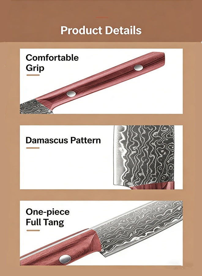 Saiboro Chef Knife Kitchen Knife 5-inch,Damascus Pattern Knife,with Gift Box,Fruit Knife, for Home,Camping,MeatCutting,Boning,BBQ - Image 3