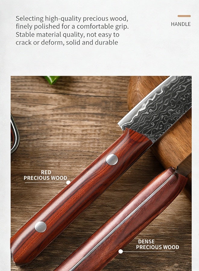 Saiboro Chef Knife Kitchen Knife 5-inch,Damascus Pattern Knife,with Gift Box,Fruit Knife, for Home,Camping,MeatCutting,Boning,BBQ - Image 5