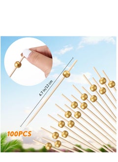 SYOSI 200 Pcs Disposable Wood Cones Pearl Cocktail Picks Fancy Bamboo Toothpicks for Appetizers Wooden Food Picks Ice Cream Cone Holder Cocktail Skewers for Drinks Wedding Birthday Party  - Image 2