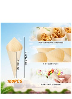 SYOSI 200 Pcs Disposable Wood Cones Pearl Cocktail Picks Fancy Bamboo Toothpicks for Appetizers Wooden Food Picks Ice Cream Cone Holder Cocktail Skewers for Drinks Wedding Birthday Party  - Image 3