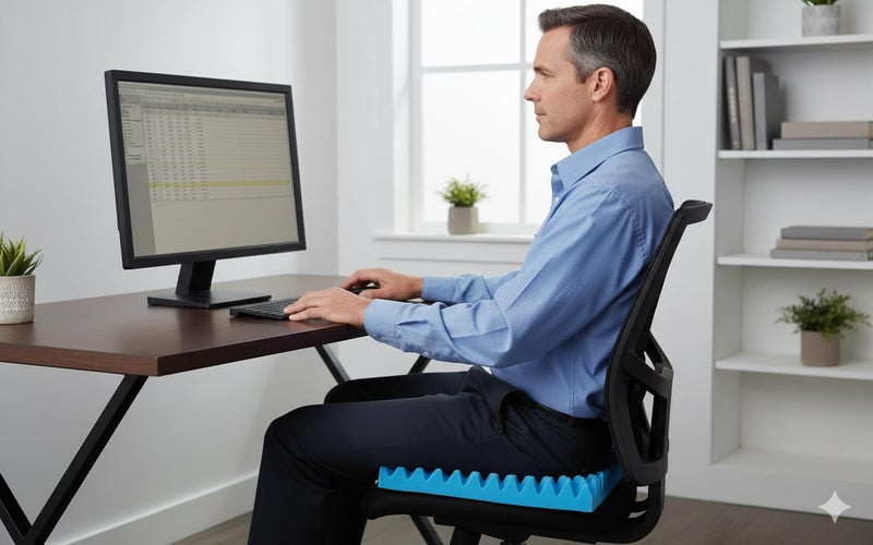 Gilbins Convoluted Egg Crate Foam Chair Cushion, Seat Cushion, Car Seat Cushion, Office Chair Cushion or Wheelchair Cushion to Relieve Back Pain Wheelchair and Recliner Chair Pads (Blue Without Cover) - Image 4
