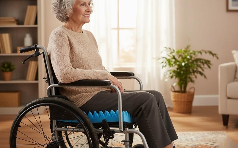 Gilbins Convoluted Egg Crate Foam Chair Cushion, Seat Cushion, Car Seat Cushion, Office Chair Cushion or Wheelchair Cushion to Relieve Back Pain Wheelchair and Recliner Chair Pads (Blue Without Cover) - Image 2