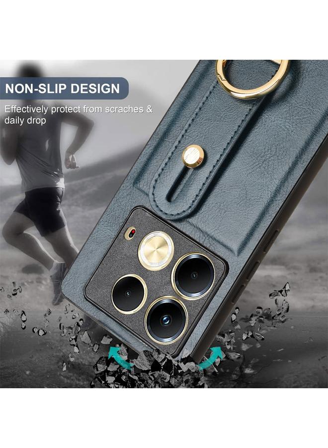 زبون جراب لهاتف Infinix Note 40 4G X6853 مزود بسوار معصم وغطاء خلفي من الجلد - Image 4