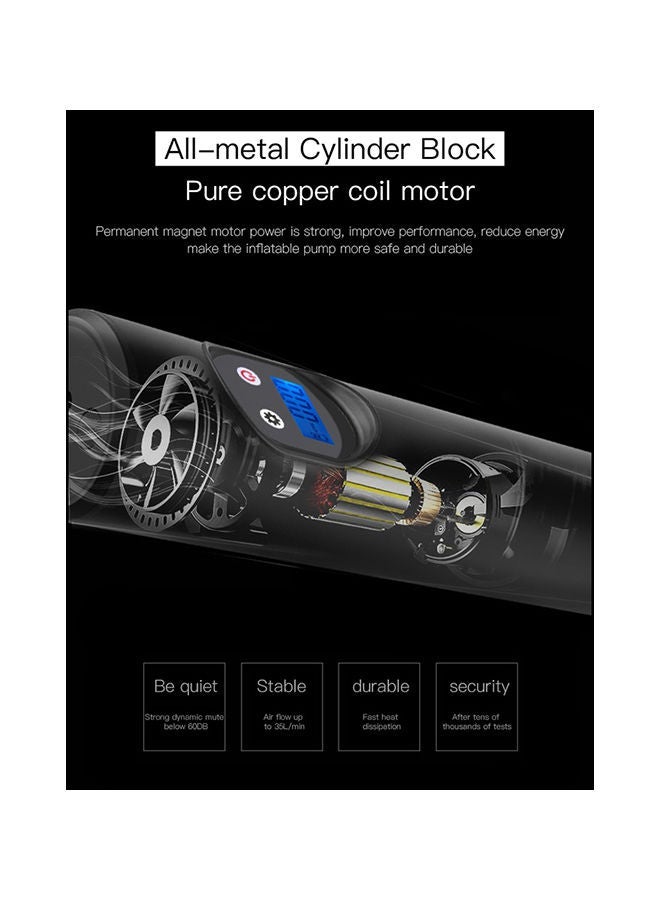 NIBEMINENT Mini Portable Inflator Hand Held Air Compressor Pump Grey 28.9x7x7.3cm - Image 3