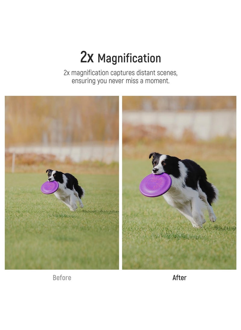 HD 60mm Telephoto Lens Only, for 17mm Thread Backplate, 2X Magnification, Compatible with SmallRig iPhone Samsung Phone Cage, with 17mm Lens Adapter - Image 3