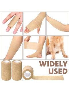 WOLONOW 6 Rolls Self Adhesive Bandage Wrap, Sports Bandage wraps 3 in x 5 Yard Breathable, Self-Adherent Cohesive First Aid Medical Wrap Elastic Cohesive Wrap Tape for Wrist, Swelling, Sports, Tattoo (Tan)  - Image 3