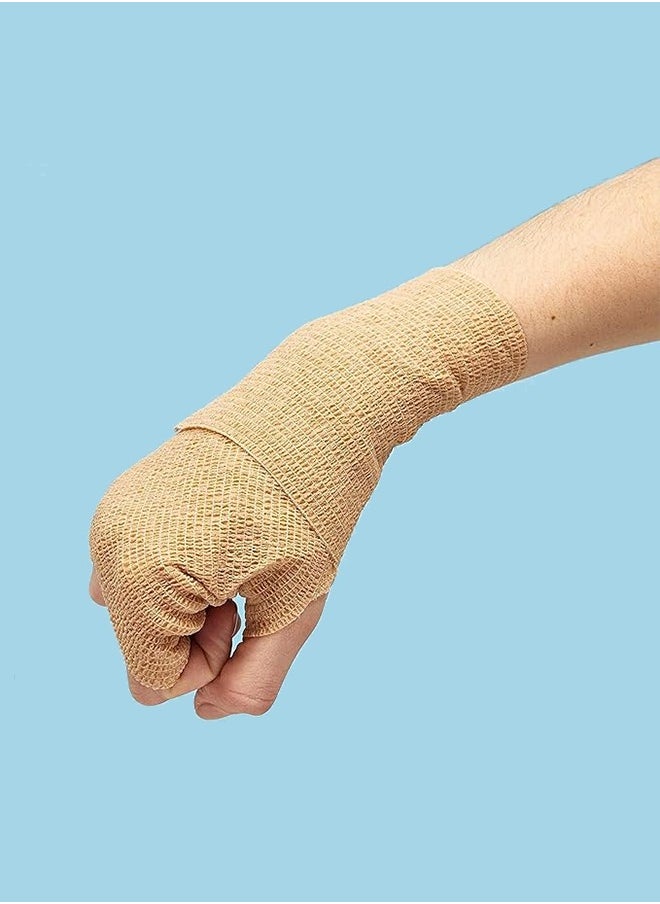 WOLONOW 6 Rolls Self Adhesive Bandage Wrap, Sports Bandage wraps 3 in x 5 Yard Breathable, Self-Adherent Cohesive First Aid Medical Wrap Elastic Cohesive Wrap Tape for Wrist, Swelling, Sports, Tattoo (Tan)  - Image 4