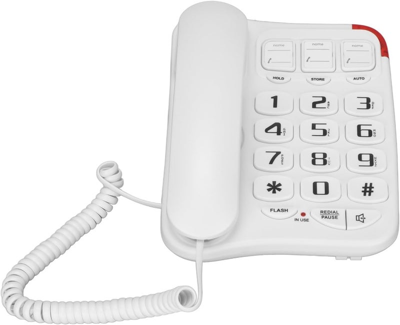 Drfeify Big Phone 3 Picture Keys Amplified Sound Corded Landline Telephone for Seniors Home Office - Image 1