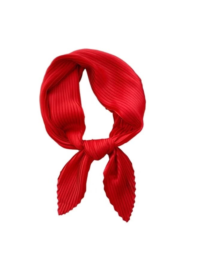 Women Scarf, Pleated Rhombus Head Scarf Wraps Scarves Neckerchief Bandana - Image 1