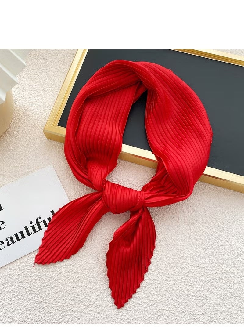 Women Scarf, Pleated Rhombus Head Scarf Wraps Scarves Neckerchief Bandana - Image 2