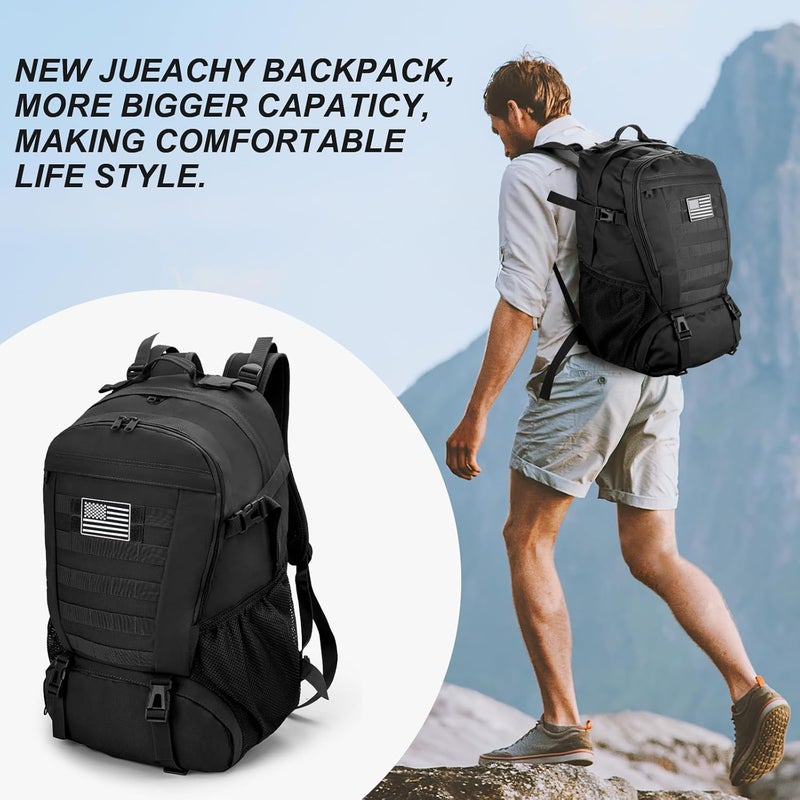 Jueachy Tactical Backpack for Men Hunting Backpack EDC Rucksack Military Hiking Camping Daypack with USA Flag Patch - Image 2