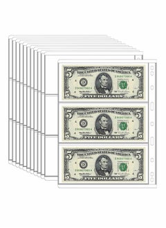 Y&D Paper Money Collection Supplies Pages, 12 Sheets Currency Collecting Book Album Sleeves, 36 Pocket Stamp Page Holders for Standard 9-Hole Coin Collector Binder, 3 Pockets/Sheet  - Image 1