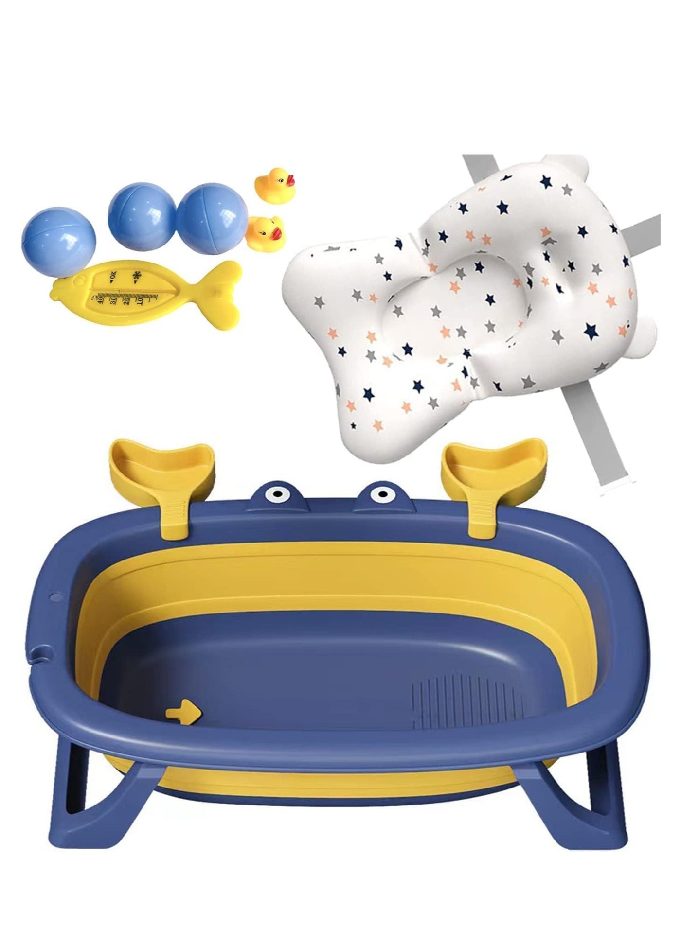 DOOKOO Baby Bathtub Portable With Baby Cushion, Collapsible Toddler Bath Tub for Kids, Foldable Infant Shower Basin, Anti Slip Skid Proof New Born Toddler Bathing Support | Bath Organizers, 0-2 Years