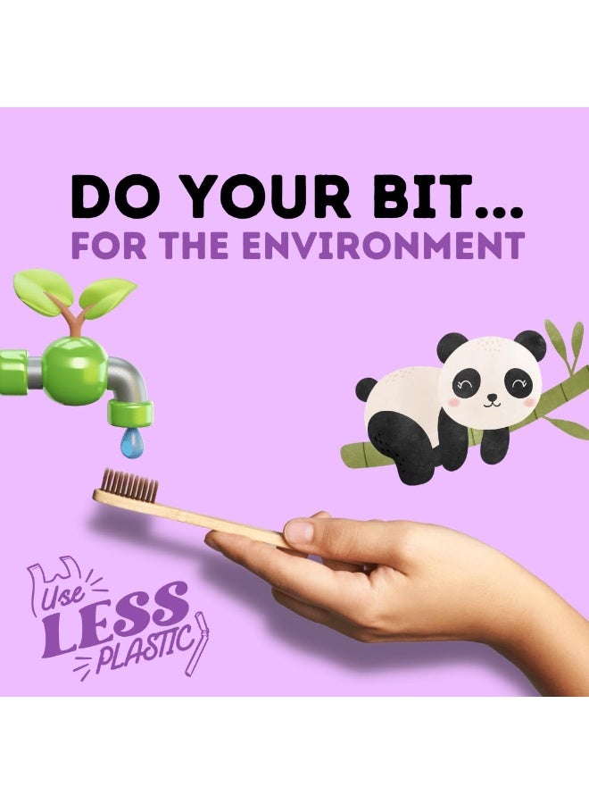 PUREXA Kids Bamboo Toothbrush (Pack of 2)| Soft Bristles & Easy Grip Handle | Eco-Friendly, Antibacterial & Biodegradable | Safe & Gentle Oral Care for Kids (Ages 3-12) - Image 3