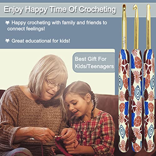 Coopay Complete Crochet Hooks Set for Beginners, 2.25mm-8mm Crochet Hook, Ergonomic Crochet Hooks for Arthritic Hands, Cute Animal Print Comfort Grip, Crochet Needles for Blankets Dolls Scarves - Image 4