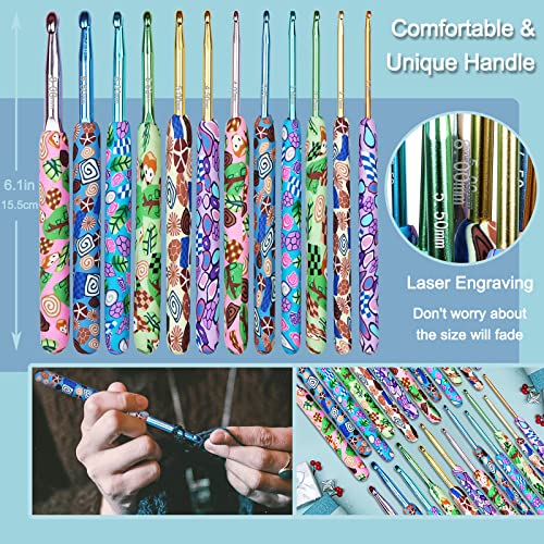 Coopay Complete Crochet Hooks Set for Beginners, 2.25mm-8mm Crochet Hook, Ergonomic Crochet Hooks for Arthritic Hands, Cute Animal Print Comfort Grip, Crochet Needles for Blankets Dolls Scarves - Image 5