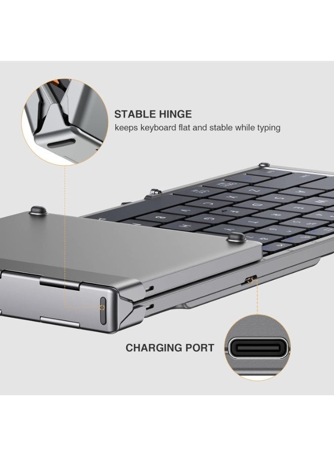 ProtoArc Foldable Bluetooth Keyboard, XK01 Folding Wireless Portable Keyboard with Numeric Keypad, Full-Size Travel Keyboards for iPad Tablet Smartphone Laptop PC Windows iOS Android, Space Gray - Image 3