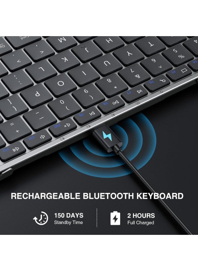 ProtoArc Foldable Bluetooth Keyboard, XK01 Folding Wireless Portable Keyboard with Numeric Keypad, Full-Size Travel Keyboards for iPad Tablet Smartphone Laptop PC Windows iOS Android, Space Gray - Image 4