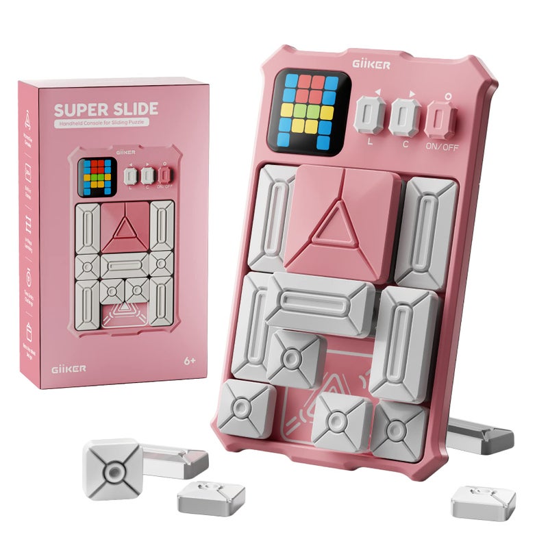 GiiKER Super Slide Puzzle Games  Original 500+ Challenges Brain Teaser Puzzle  STEM Toys for Kids  Teens  Travel Games Birthday Gifts for Boys Girls  Activities for Road Trips & Car Rides -Baby Pink