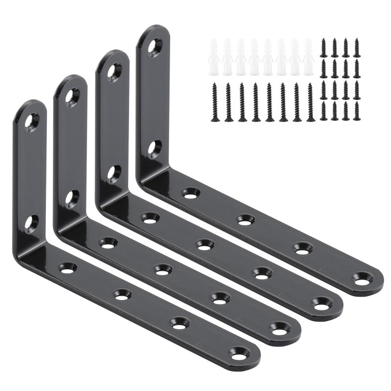 Home Master Hardware Corner Brace White L Shelf Brackets Heavy Duty L Shelf Bracket, 5X3 Inch Joint Angle Bracket For Shelves Wood Furniture Frame With Screws(4 Pack ) - Image 1