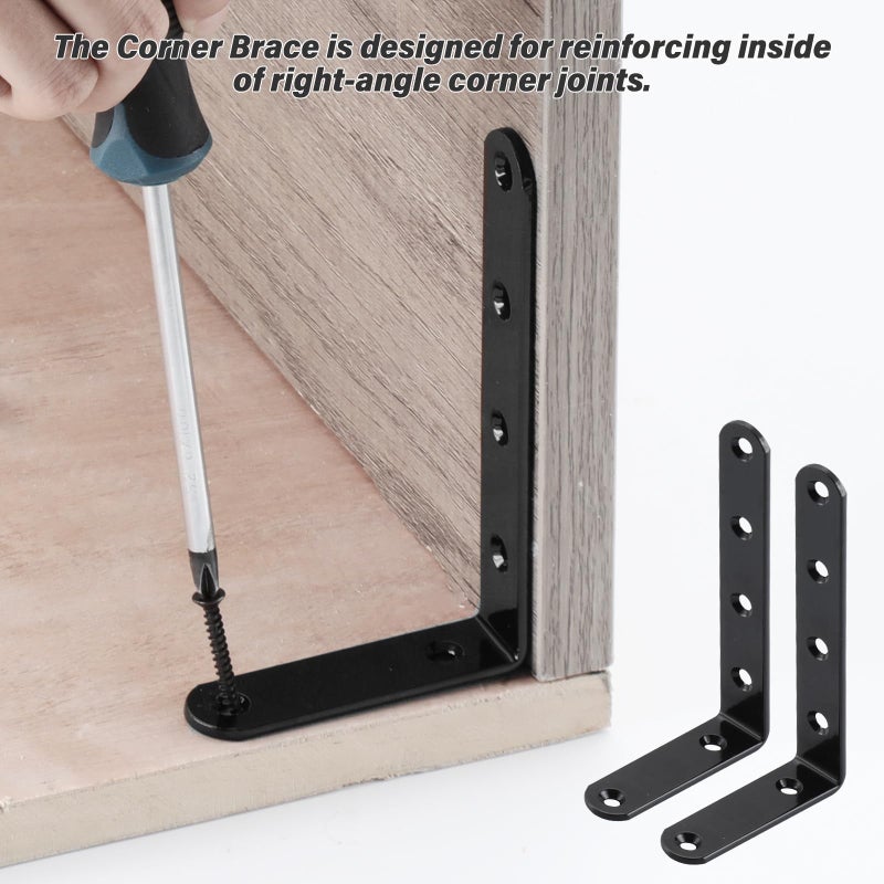 Home Master Hardware Corner Brace White L Shelf Brackets Heavy Duty L Shelf Bracket, 5X3 Inch Joint Angle Bracket For Shelves Wood Furniture Frame With Screws(4 Pack ) - Image 3