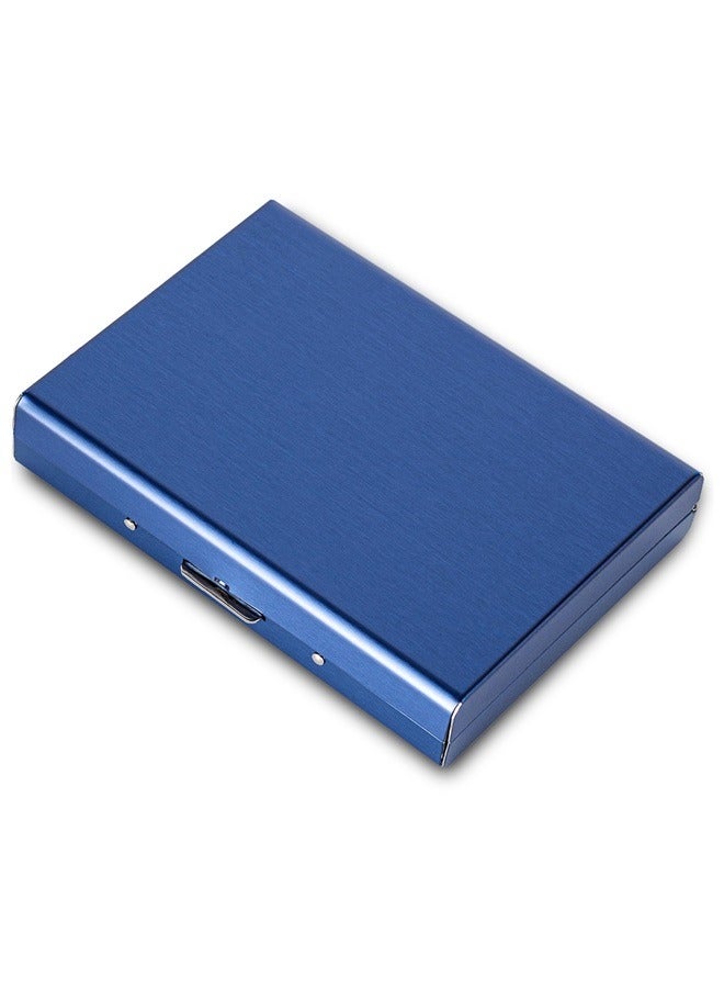 Aluminum Alloy Card Holder, RFID Protected, Unisex Adults, Blue, 10 Card Slots, Modern Style  - Image 1