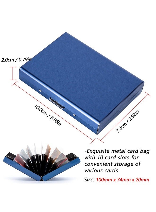 Aluminum Alloy Card Holder, RFID Protected, Unisex Adults, Blue, 10 Card Slots, Modern Style  - Image 2