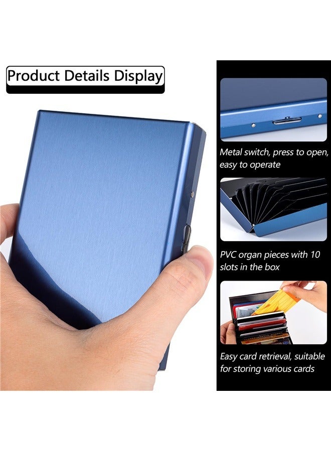 Aluminum Alloy Card Holder, RFID Protected, Unisex Adults, Blue, 10 Card Slots, Modern Style  - Image 4