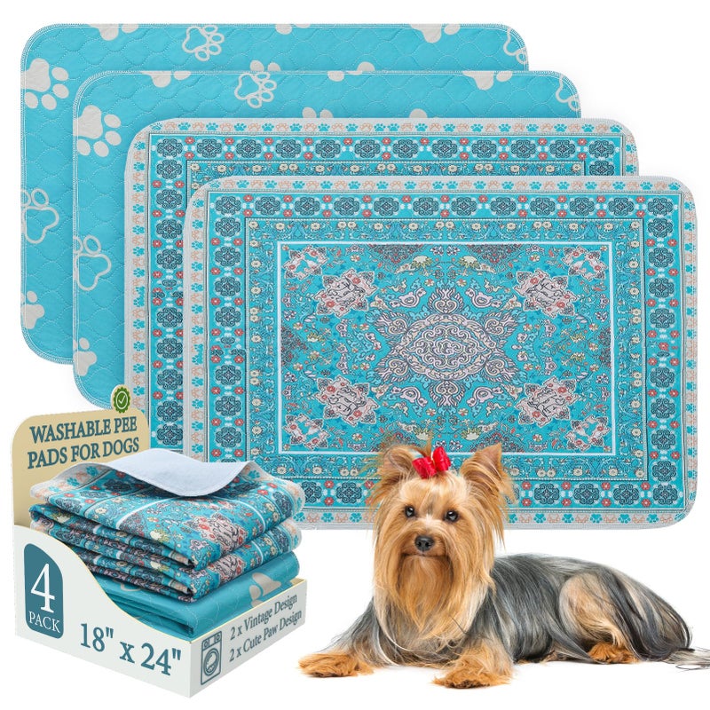 Homimp Washable Pee Pads for Dogs, 4 Pack Reusable Puppy Pads, Absorbent and Leakproof Dog Pee Pads, Non Slip Puppy Training Pads, Pet Mat for Floor, Crate, Couch, Whelping, 18"x24" - Image 1