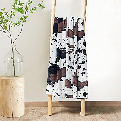 Home Soft Things Cow Print Blanket Throws Animal Black White Brown Throw for Chair Bedroom Living Room Sofa Couch Bed Outdoor Double Sided Faux Fur Fleece Soft Cozy Throw Blanket, 50" x 60" - Image 3