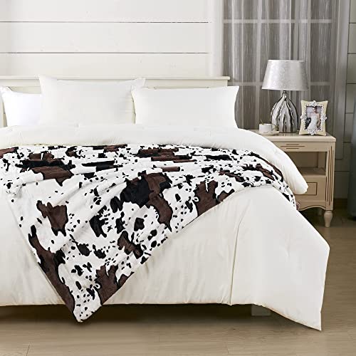 Home Soft Things Cow Print Blanket Throws Animal Black White Brown Throw for Chair Bedroom Living Room Sofa Couch Bed Outdoor Double Sided Faux Fur Fleece Soft Cozy Throw Blanket, 50" x 60" - Image 5
