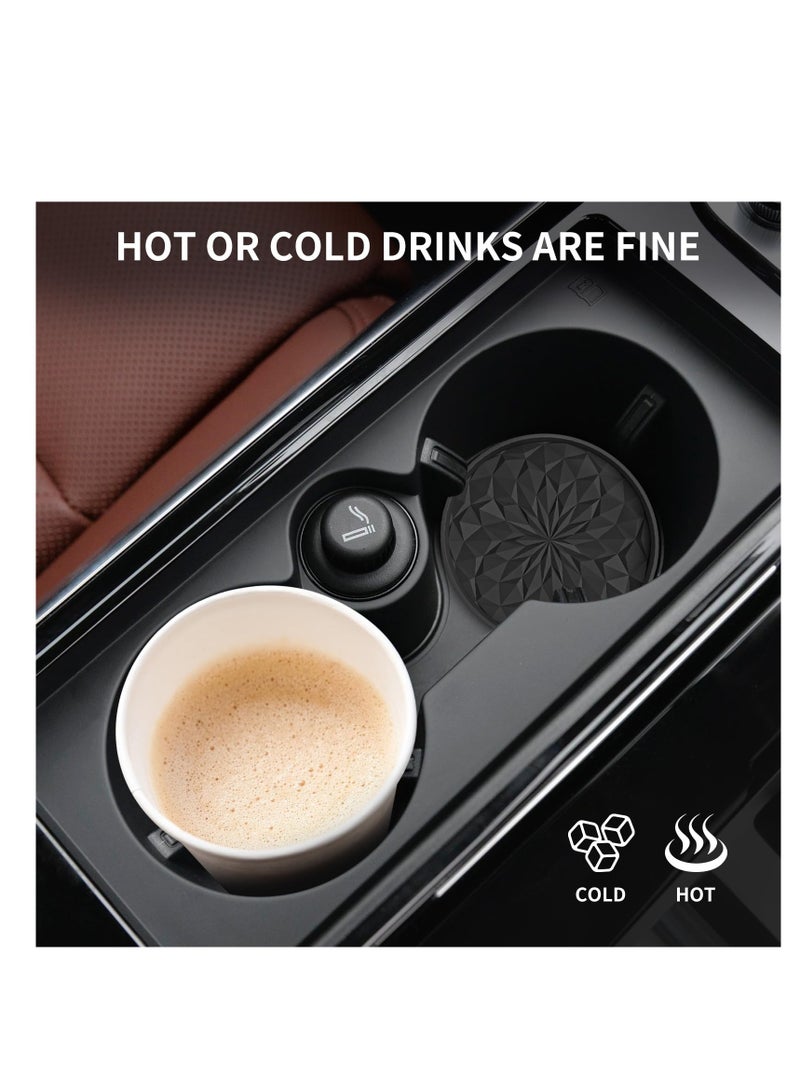 Silicone Car Coasters Set of 4, Non-Slip Universal Cup Holder Inserts for Most Vehicles, Black Interior Accessories - Image 5