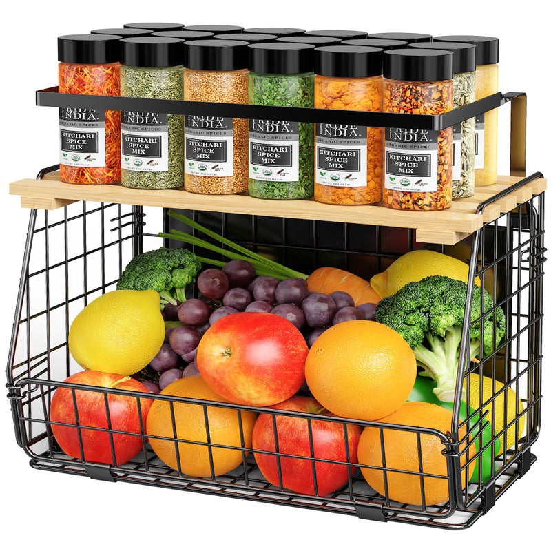 GGIU Magnetic Shelf for Fridge: Fruit Potato and Onion Storage Bin - Magnetic Spice Rack for Refrigerator & Kitchen Counter - Pantry Organizers and Storage - Image 1