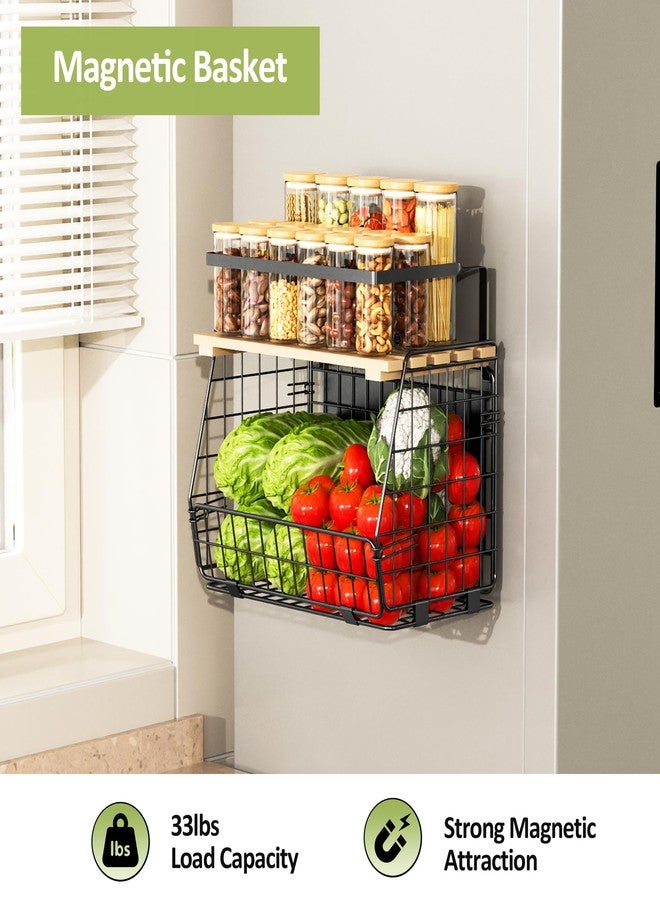 GGIU Magnetic Shelf for Fridge: Fruit Potato and Onion Storage Bin - Magnetic Spice Rack for Refrigerator & Kitchen Counter - Pantry Organizers and Storage - Image 2