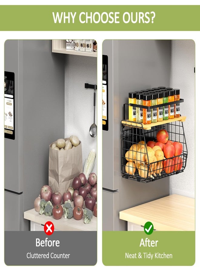 GGIU Magnetic Shelf for Fridge: Fruit Potato and Onion Storage Bin - Magnetic Spice Rack for Refrigerator & Kitchen Counter - Pantry Organizers and Storage - Image 4