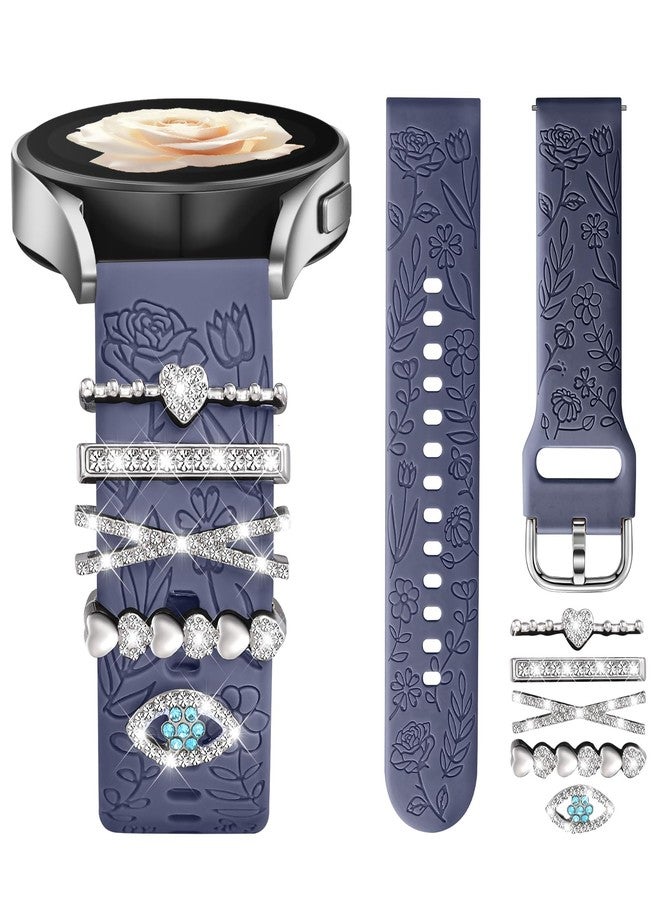 داجين سوار DaQin محفور عليه زهور، متوافق مع ساعة سامسونج جالاكسي 7 (موديلات FE 6، 5، 4، مقاس 40 مم، 44 مم)، وساعة جالاكسي أكتيف 2 (مقاس 20 مم)، سوار بديل من السيليكون الناعم مع تعليقات زخرفية، إكسسوارات نسائية. - Image 1