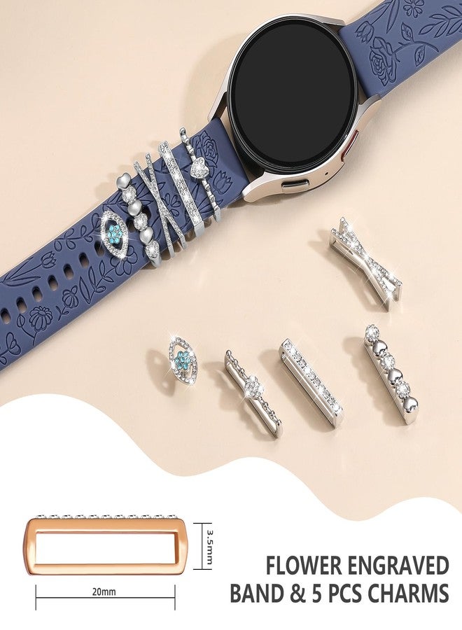 داجين سوار DaQin محفور عليه زهور، متوافق مع ساعة سامسونج جالاكسي 7 (موديلات FE 6، 5، 4، مقاس 40 مم، 44 مم)، وساعة جالاكسي أكتيف 2 (مقاس 20 مم)، سوار بديل من السيليكون الناعم مع تعليقات زخرفية، إكسسوارات نسائية. - Image 4