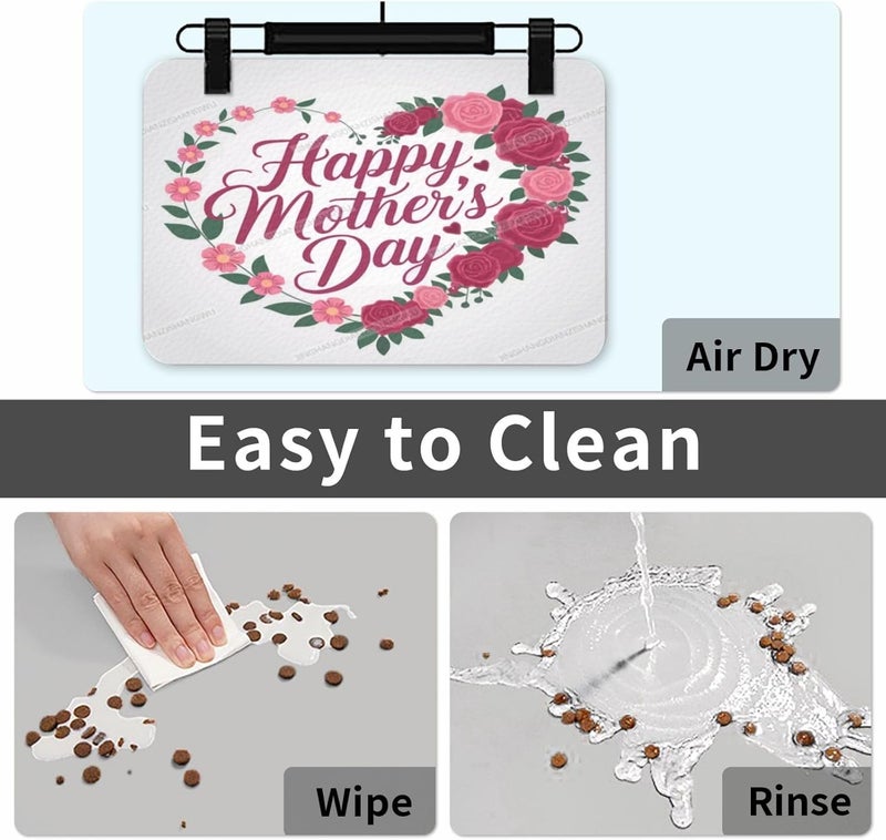 Dog Food Mat Happy Mother's Day Floral Gift for Mom Rose Absorbent Water Bowl Mats Cat Pet Feeding Placemats 24x16In - Image 5