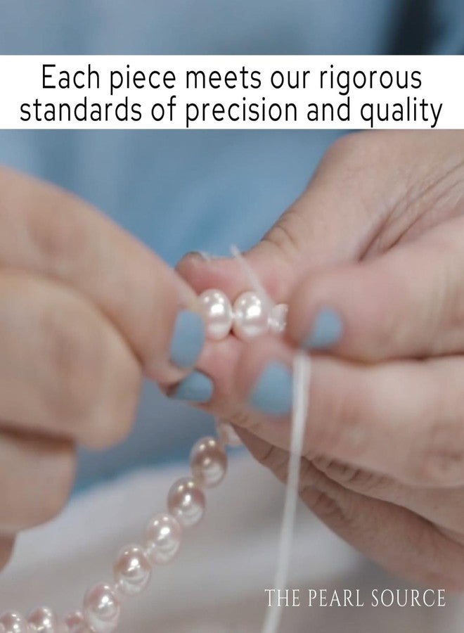 THE PEARL SOURCE 5-6mm Genuine White Freshwater Cultured Pearl Triple Esther Earrings for Women - Image 5