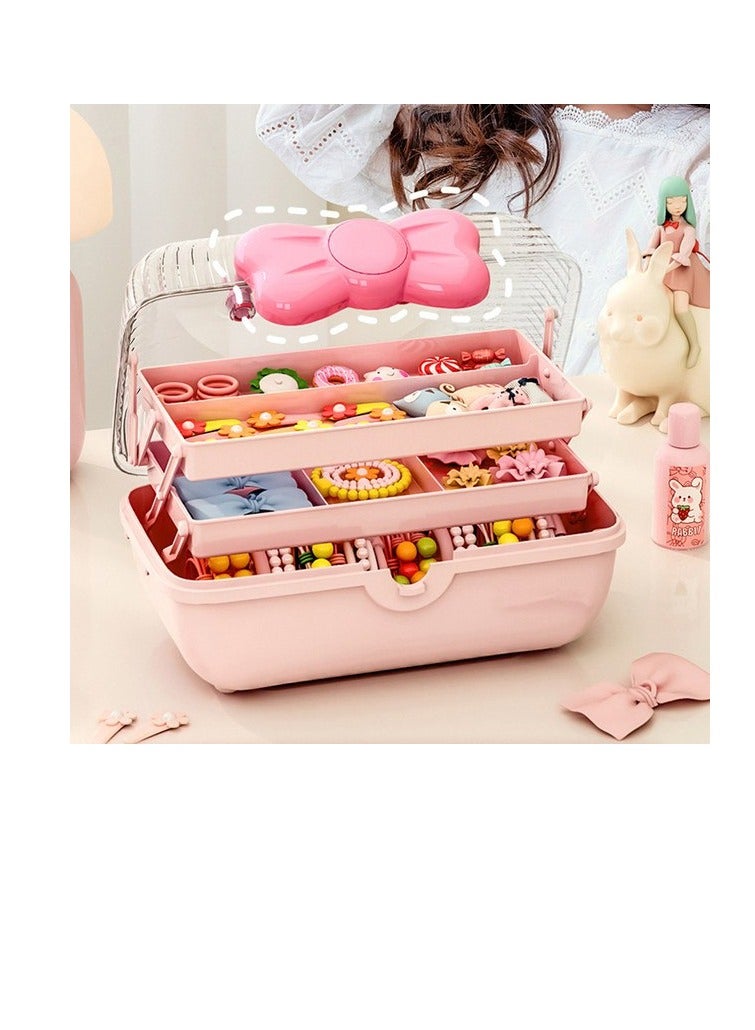 BAIG Children's Jewelry Hair Accessories Storage Box Cute Girl Hairpin Headdress Heads Rope Rubber Band Baby Princess Jewelry Box - Image 1