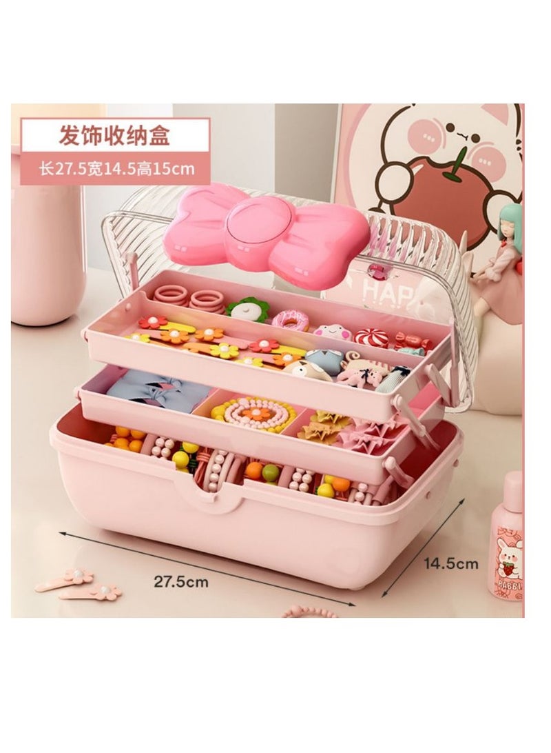 BAIG Children's Jewelry Hair Accessories Storage Box Cute Girl Hairpin Headdress Heads Rope Rubber Band Baby Princess Jewelry Box - Image 2