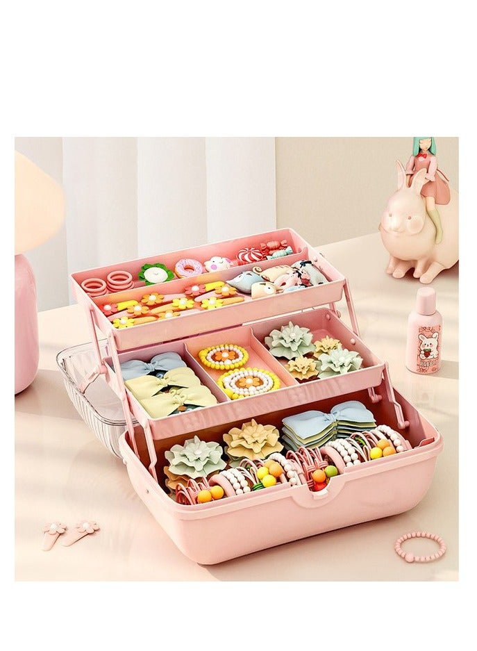 BAIG Children's Jewelry Hair Accessories Storage Box Cute Girl Hairpin Headdress Heads Rope Rubber Band Baby Princess Jewelry Box - Image 3